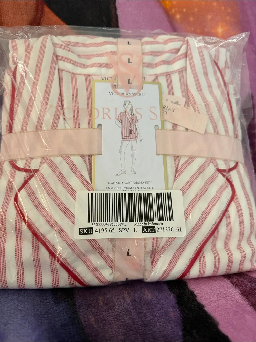 Victoria's Secret Pink and Red Striped Short Pajama Set